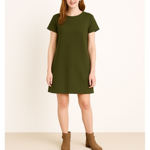 Lulus Olive Green Shift Dress Size S Exposed Zip Back Minimalist Modern Casual - Picture 1 of 7
